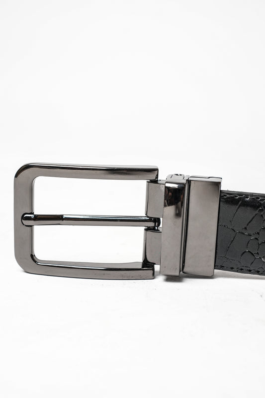 Black Leather Textured Belt