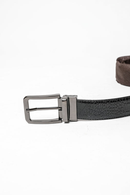 Black Leather Textured Belt