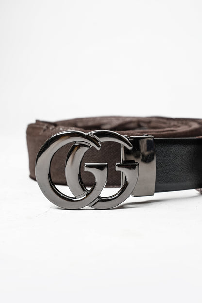 Black Leather Polished Buckle Belt