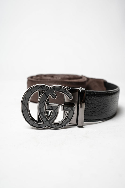 Black Leather GG Logo Belt