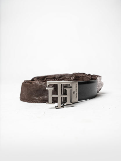 Black Leather TH Logo Belt
