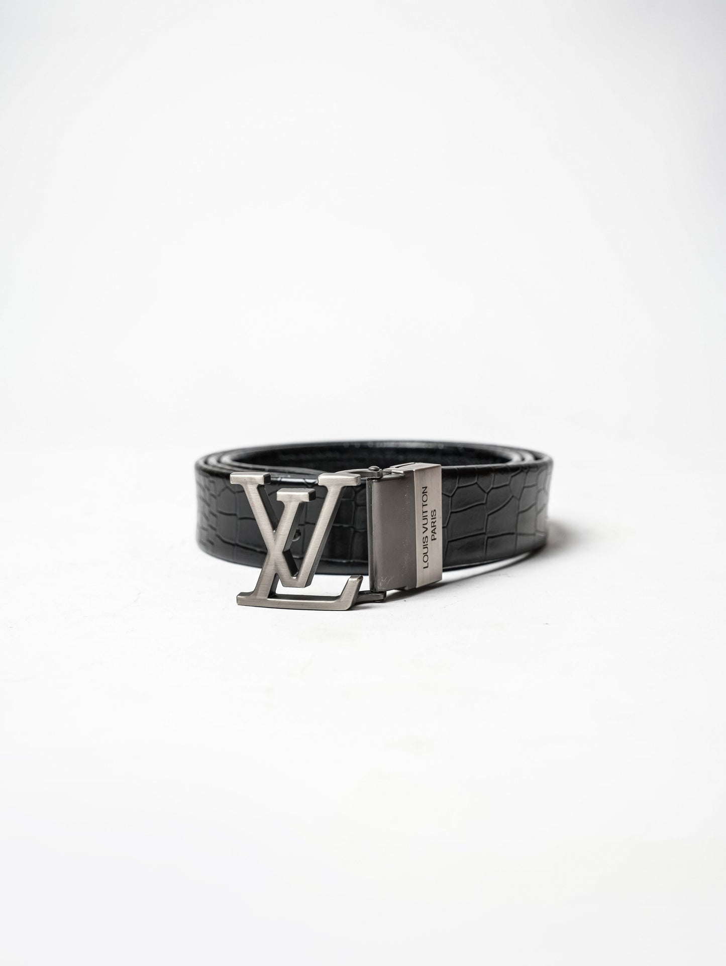 Black Leather LV Logo Belt
